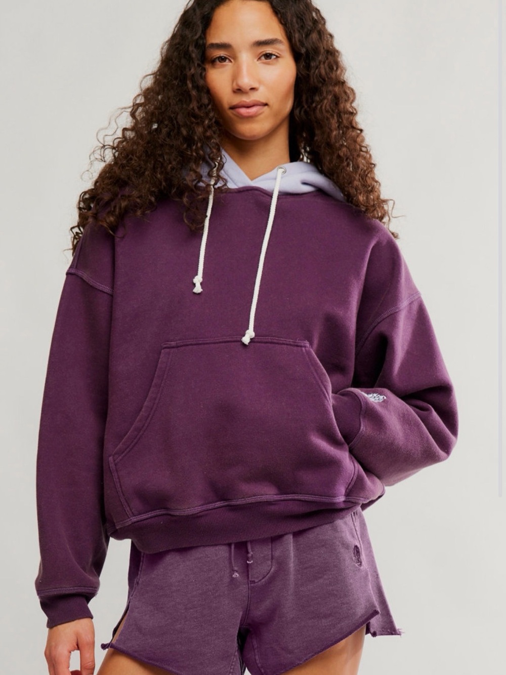 Women's Purple Pullover color block Hoodie - free people